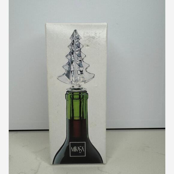 Mikasa Clear Australian Crystal Christmas Tree Bottle Stopper Christmas Spirit - Picture 2 of 5